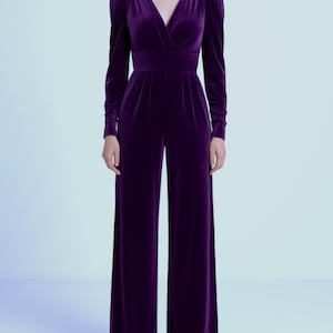 Purple Jumpsuit, Purple Velvet Jumpsuit, Special Events Jumpsuit, Wedding Guest, Evening Jumpsuit
