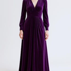 Purple Velvet Dress, Formal Velvet Dress,  Elegant Dress, Bridesmaid Purple Dress, Maxi Dress, Evening Dress, Special Occasion Dress