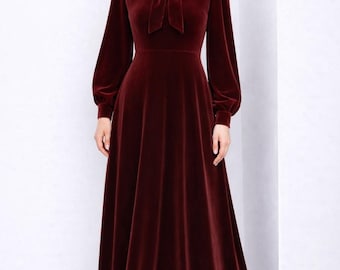 latest velvet dress designs April Black Velvet Dress