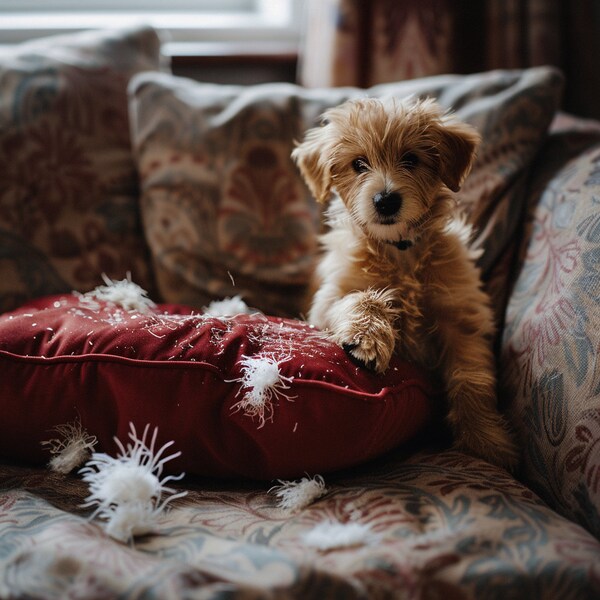 The Playful Puppy Red Cushion 1