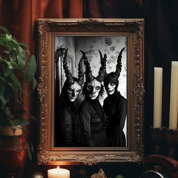 Three-Horned Gothic Woman Art - 14x22 Inches, 300 DPI - Digital Downloadable PNG, Instant Download