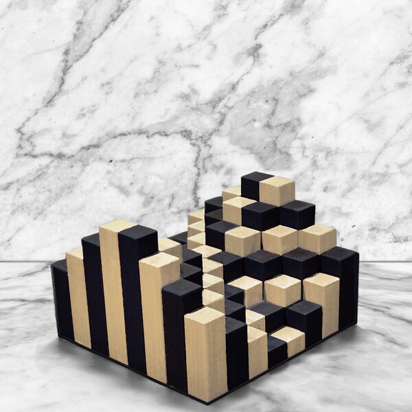 Modern 3D Handmade Wooden Chess or Checkers Board