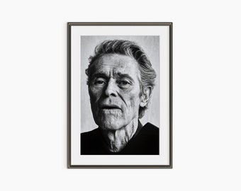 Willem Dafoe, Fotografie-Drucke, Promi-Porträt, Filmstar-Drucke, Schwarz-Weiß-Wandkunst, Fotografie-Poster in Museumsqualität