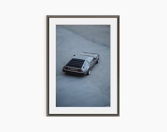 DeLorean poster, fotografie prints, sportwagen kunst aan de muur, auto poster, retro auto print, vintage auto poster, museum kwaliteit fotografie poster