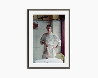 Anthony Bourdain, fotografieprints, kookposter, keukenprints, chef-kokposter, keukenmuurkunst, museumkwaliteit fotografieposter