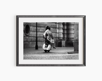 Scooter Vespa, tirages photo, impression Vespa, affiche moto, affiche Vespa, art mural noir et blanc, affiche photographie de qualité musée