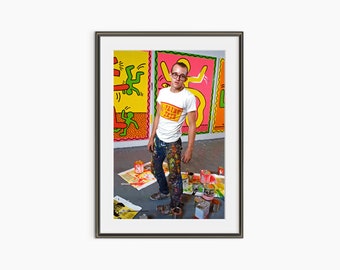 Keith Haring, Photography Prints, Keith Haring Poster, Keith Haring Print, Retro Poster, Vintage Prints, Museum Quality Photography Poster