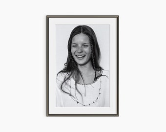Kate Moss, Fotografiedrucke, Kate Moss Poster, Modedruck, Kate Moss Druck, Schwarz-Weiß-Wandkunst, Fotografieposter in Museumsqualität