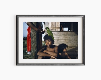 Nicaragua Porto Cabezas, Miskito Kinder 1992, Alex Webb Kunstwerk, Fotografie Drucke, Wohnkultur Poster, Foto Kunstdruck in Museumsqualität
