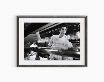 Anthony Bourdain, tirages photographiques, affiche de cuisine, chef cuisinier, tirages de cuisine, oeuvre d'art mural noir et blanc, affiche de photographie de qualité musée