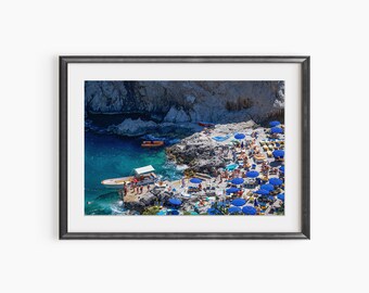 Da Luigi dagen, fotografie prints, Capri, Italië, zomer, strand kunst aan de muur, strand print, strand poster, museum kwaliteit fotografie poster