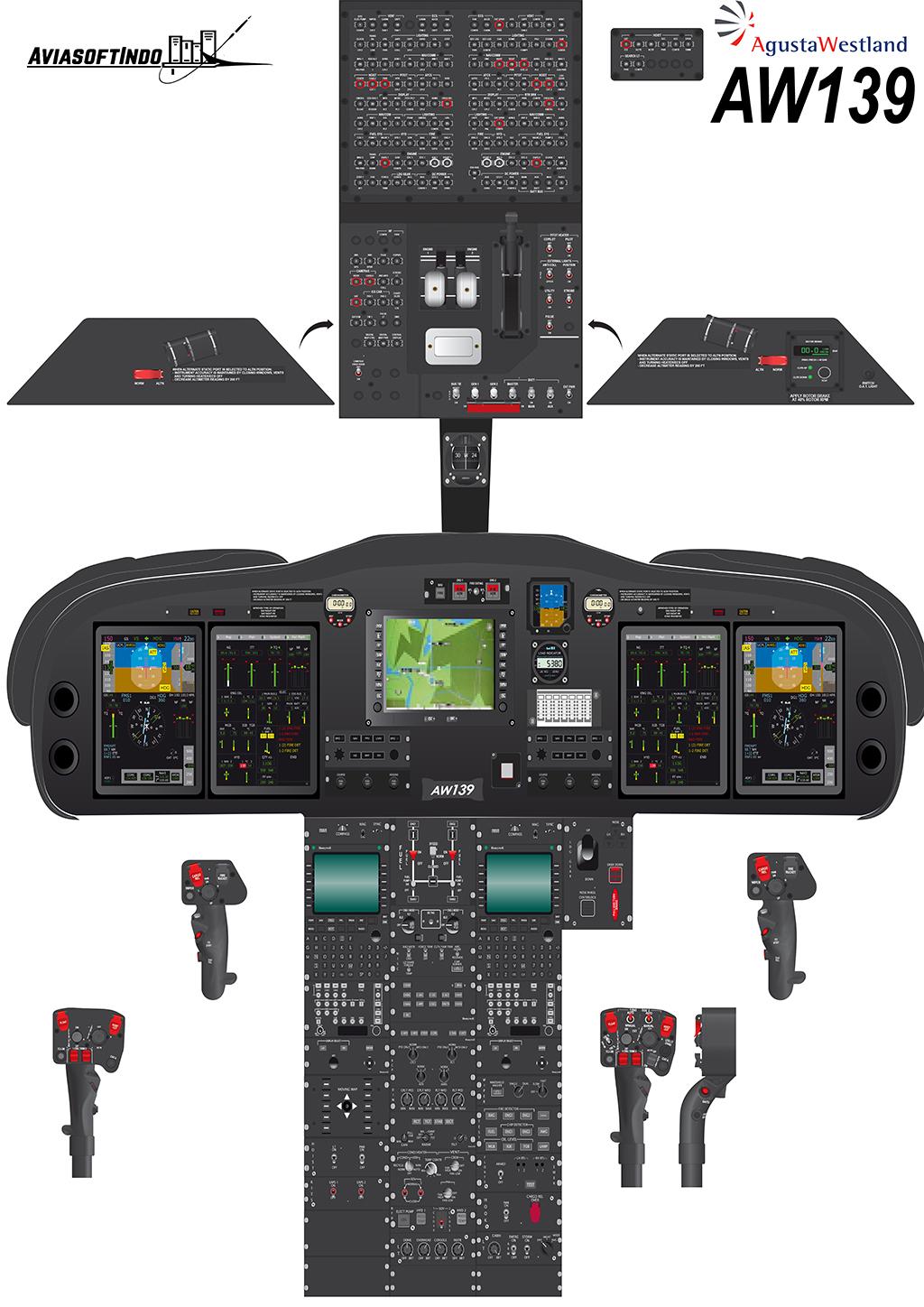 Agustawestland AW139, Helicopter Cockpit Rolled Poster, Aviation