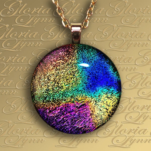 Sparkling Rainbow Dichroic Pendant  O122