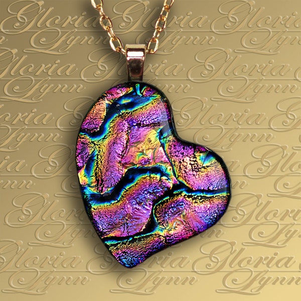 You Make My Heart Melt Dichroic Fused Glass Pendant  H43