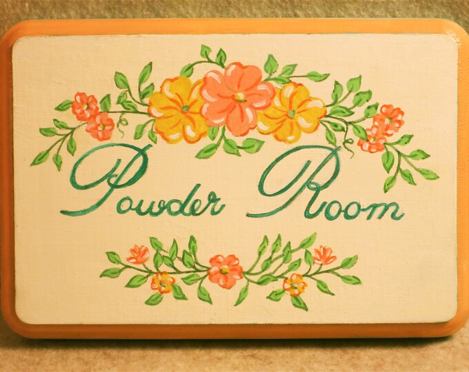 Powder Room Sign Floral Room Sign Bathroom Decorative Door Etsy