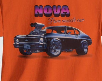 Koszulka Chevy Nova Muscle Car, koszulka z nadrukiem Hot Rod dla entuzjastów samochodów, odzież z silnikiem dmuchawy, prezent dla szybkich samochodów, unisex bawełniany top