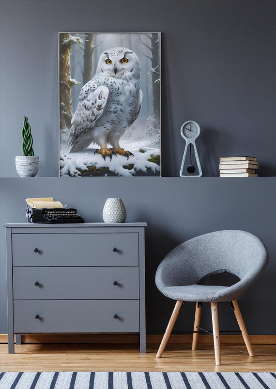 Snowy Owl Satin Poster: Winter Wildlife Art