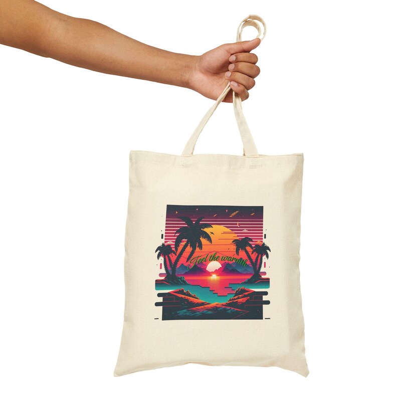 Paradise Embroidered Palms Tote Bag in Natural main image 1