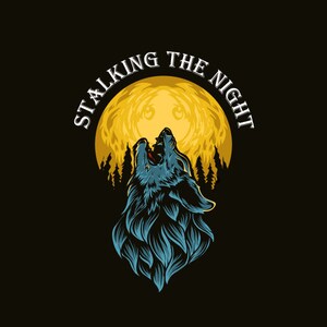 Wolf howling at moon with girl in moon illustration T-shirt design