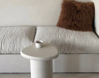 Solid concrete stone organic irregular shape side table