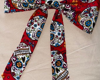 Mexican Skulls Inspired Bow - Red