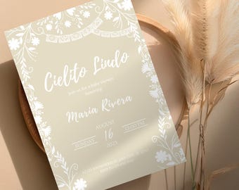 Cielito Lindo Baby Shower Invitation, Mexican Fiesta Baby Shower Template, Papel Picado Editable Canva Invite