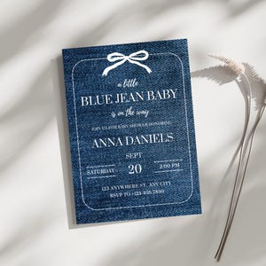 Blue Jean Baby Shower Invitation Template, Denim Baby Shower Flyer, Editable Invite, Blue Jean Baby Shower Digital Invitation, Canva