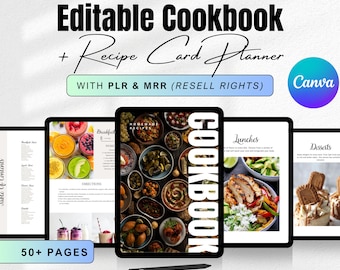 Editable Cookbook Template & DIY Recipe Card Planner | Canva Recipe Book Template,  Customizable Recipe Template, Editable Kitchen Cookbook