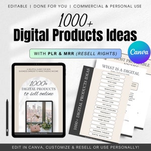 1000 digitale Produkte Ideen pasives Einkommen eBook PLR MRR Done For You Bleimagnet, E-Mail-Wachstum, kommerzielle Nutzung, Canva, Handelsmarkenrechte