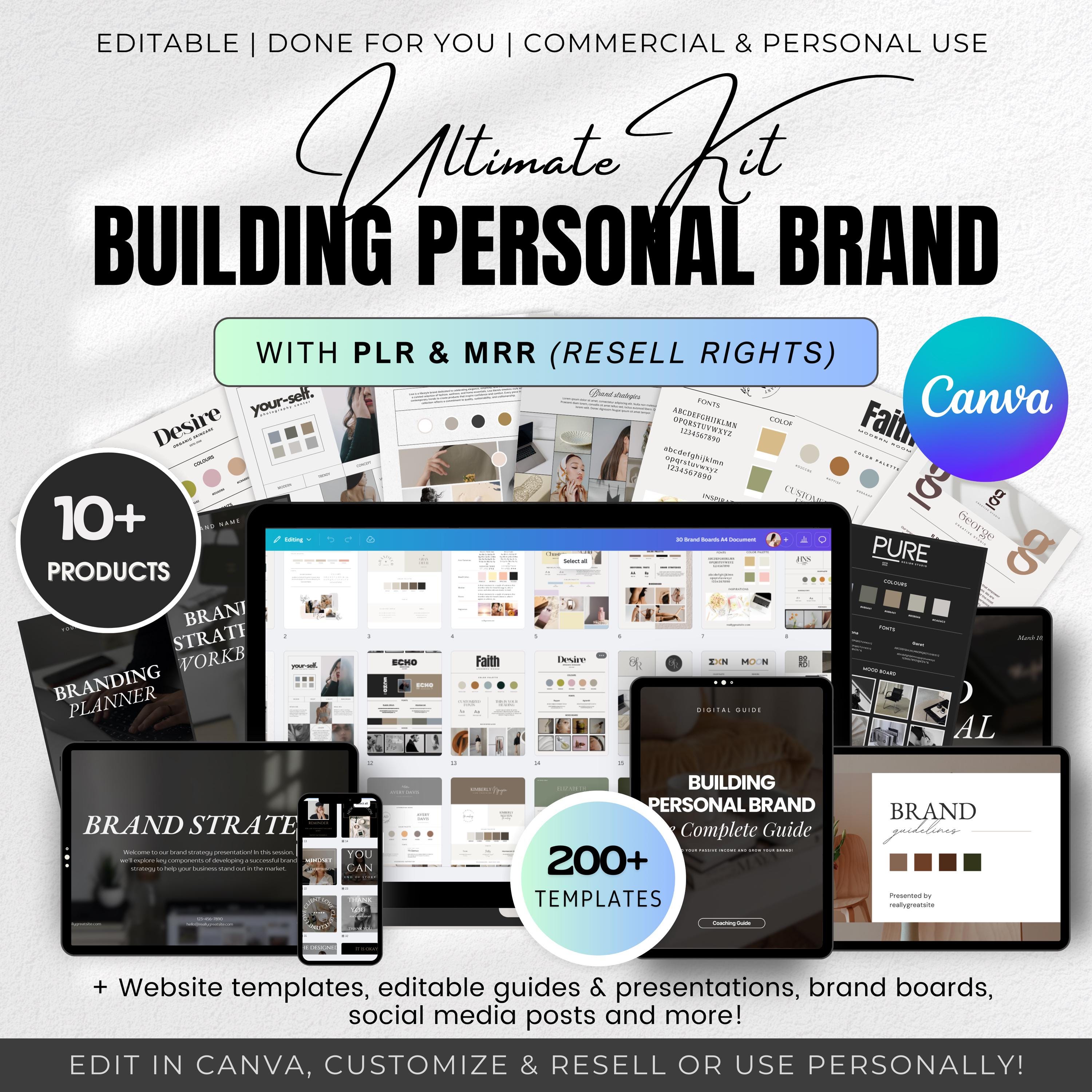 Building Personal Brand Kit, Brand Guidelines, Branding Templates Bundle DFY Building Brand Identity Strategy, Business Branding Toolkit MRR