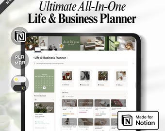 Ultimate Life & Business Notion Planner Template – All-In-One System, Digital Second Brain Dashboard, PLR MRR