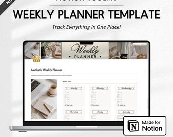 Ultimate Notion Weekly Planner Template | All-In-One Digital Task Manager Dashboard | Habit Tracker, Personal Schedule