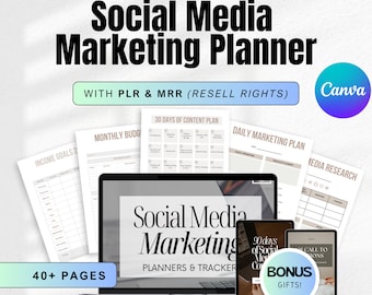 Social Media Marketing Planner MRR PLR | Resell Planner, digital products, dfy social media content, Digital marketing, Done-for-you planner