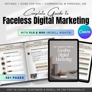 Complete Guide to Faceless Digital Marketing PLR & MRR | DFY Digital Product, Passive Income, Business guide, Resell Content Creation eBook