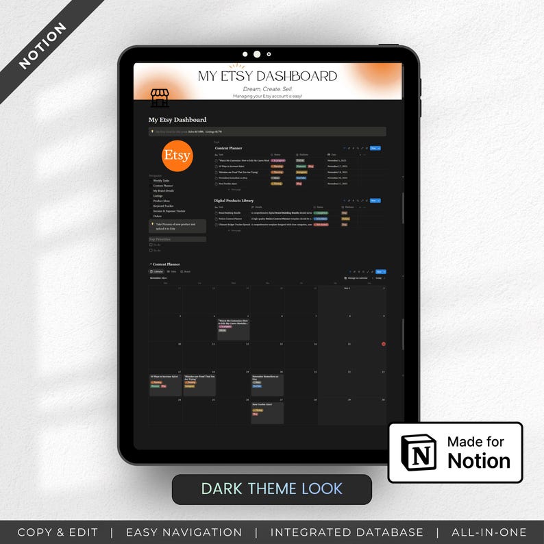 Etsy Seller Notion Dashboard Template | Etsy Shop Planner | Online ...