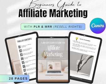 Beginners Guide to Affiliate Marketing eBook MRR PLR Resell Rights, DFY Digital Guide, Passive Income, Content, Editable Canva Template