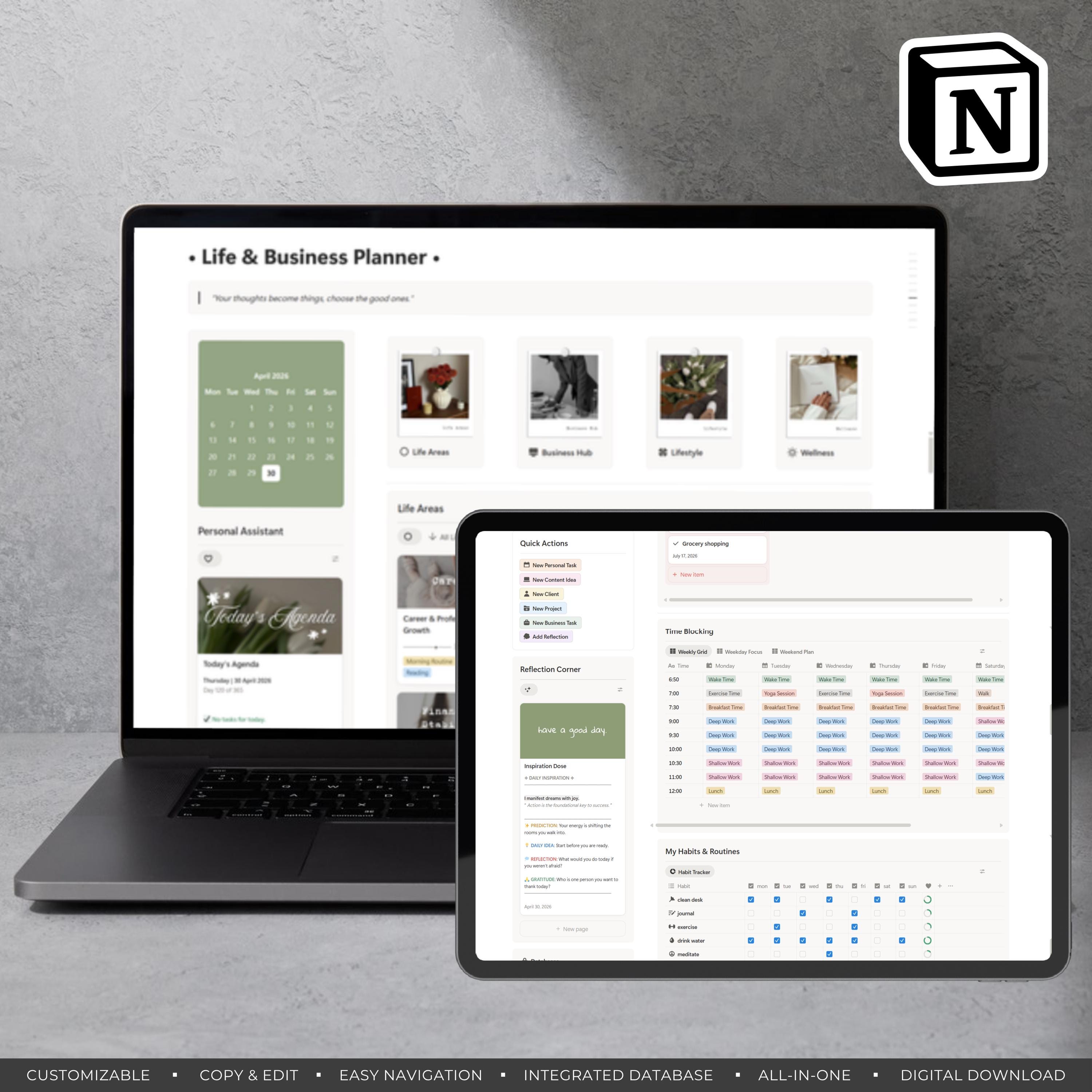Ultimate Life & Business Notion Planner Template – All-in-one System ...