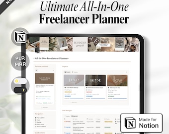 Modello Notion per freelance / Dashboard per sistema di gestione di servizi/progetti, CRM per il monitoraggio dei clienti, spazio di lavoro per freelance