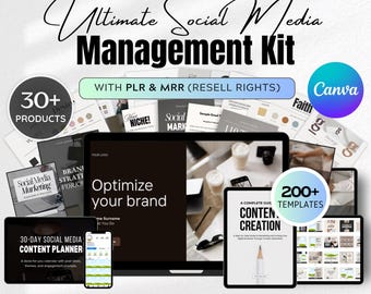 Social Media Bundle, Content Manager Kit, PLR Master Resell Digital Products Bundle DFY Canva MRR Templates, plr Business Guide Commercial