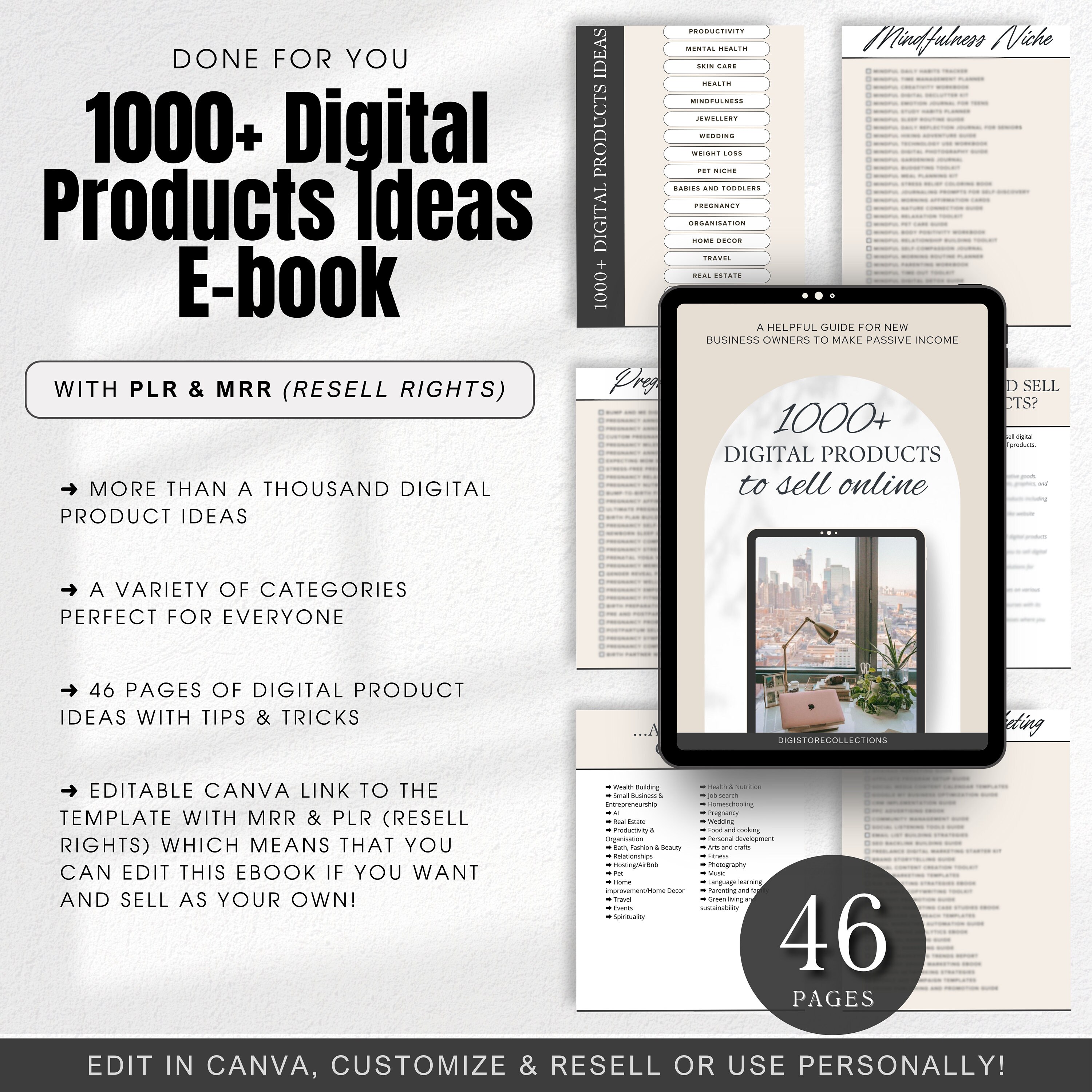 1000 Digital Products Ideas Passive Income Ebook PLR MRR Done for You ...