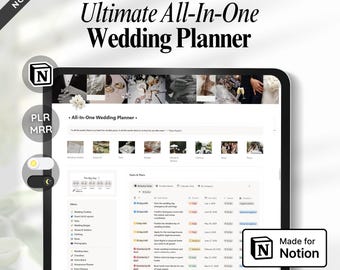 Notion Wedding Planner Template, All-In-One Digital Wedding Organizer, Budget, Guest List, Timeline, Checklist, Vendor Manager, PLR MRR