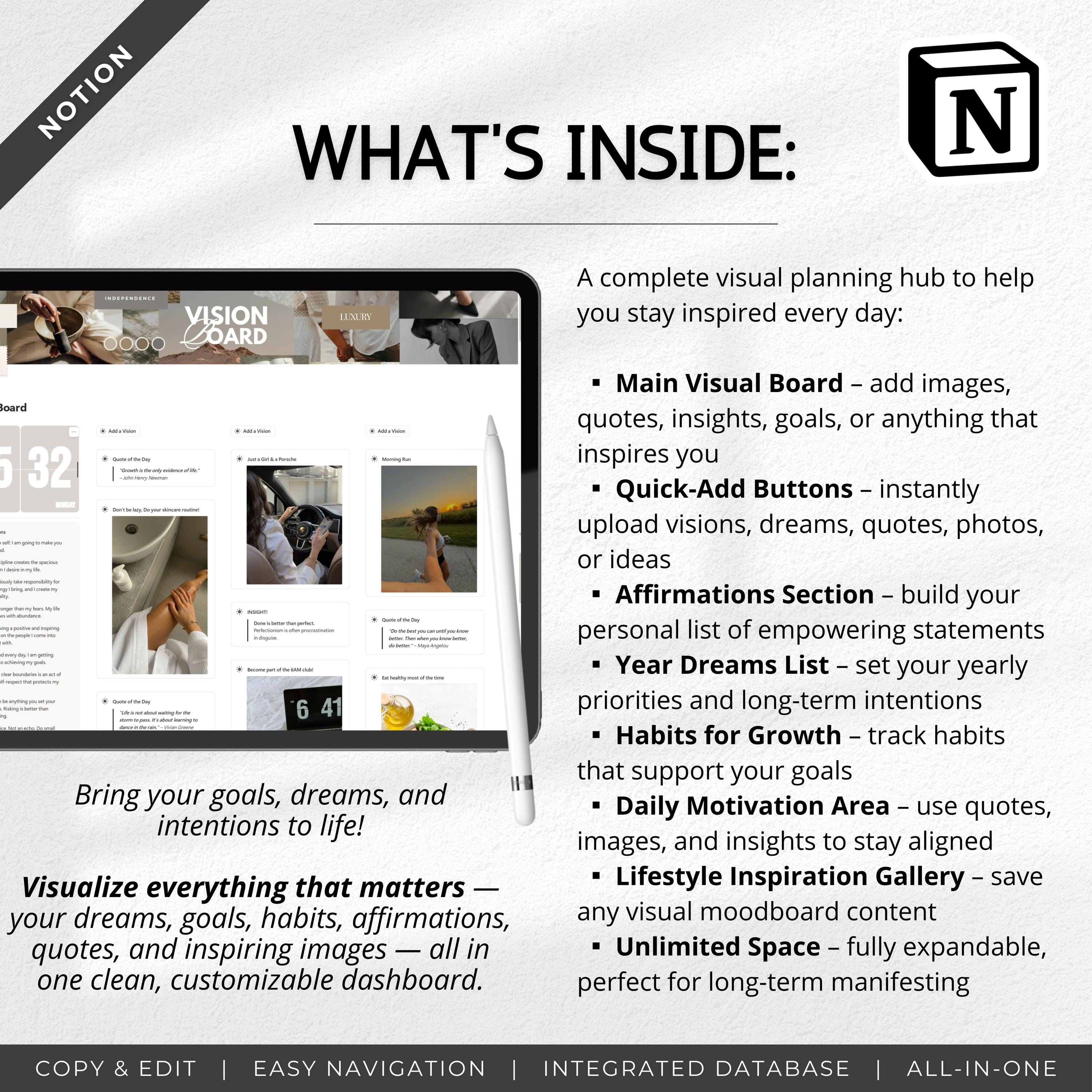 Notion 2026 Vision Board Template | Digital Vision Moodboard | Goal ...