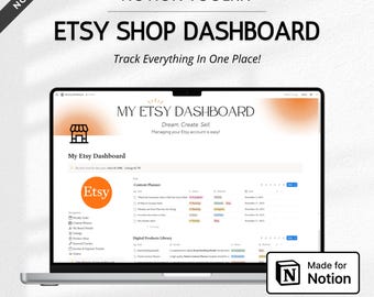 Plantilla de panel de control para vendedores de Etsy / Planificador de tienda Etsy / Estrategia de negocio para emprendedores online