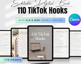 Guía digital editable y lista para usar de 110 ganchos de TikTok: estrategia de crecimiento en redes sociales, dfy PLR MRR, marketing digital, consejos de interacción en TikTok