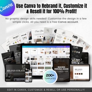 May include: A collection of digital templates for building a personal brand. The templates are displayed on a laptop, tablet, and phone screens. The text on the screens reads "Building Personal Brand The Complete Guide" and "200+ Templates".