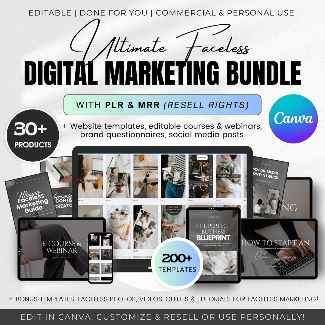 Faceless Digital Marketing Bundle MRR PLR Master Resell Digital ...