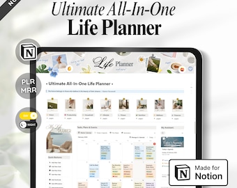 Ultimate Notion Life Planner Template – All-In-One Second Brain Dashboard (Digital Download, PLR & MRR License Included)