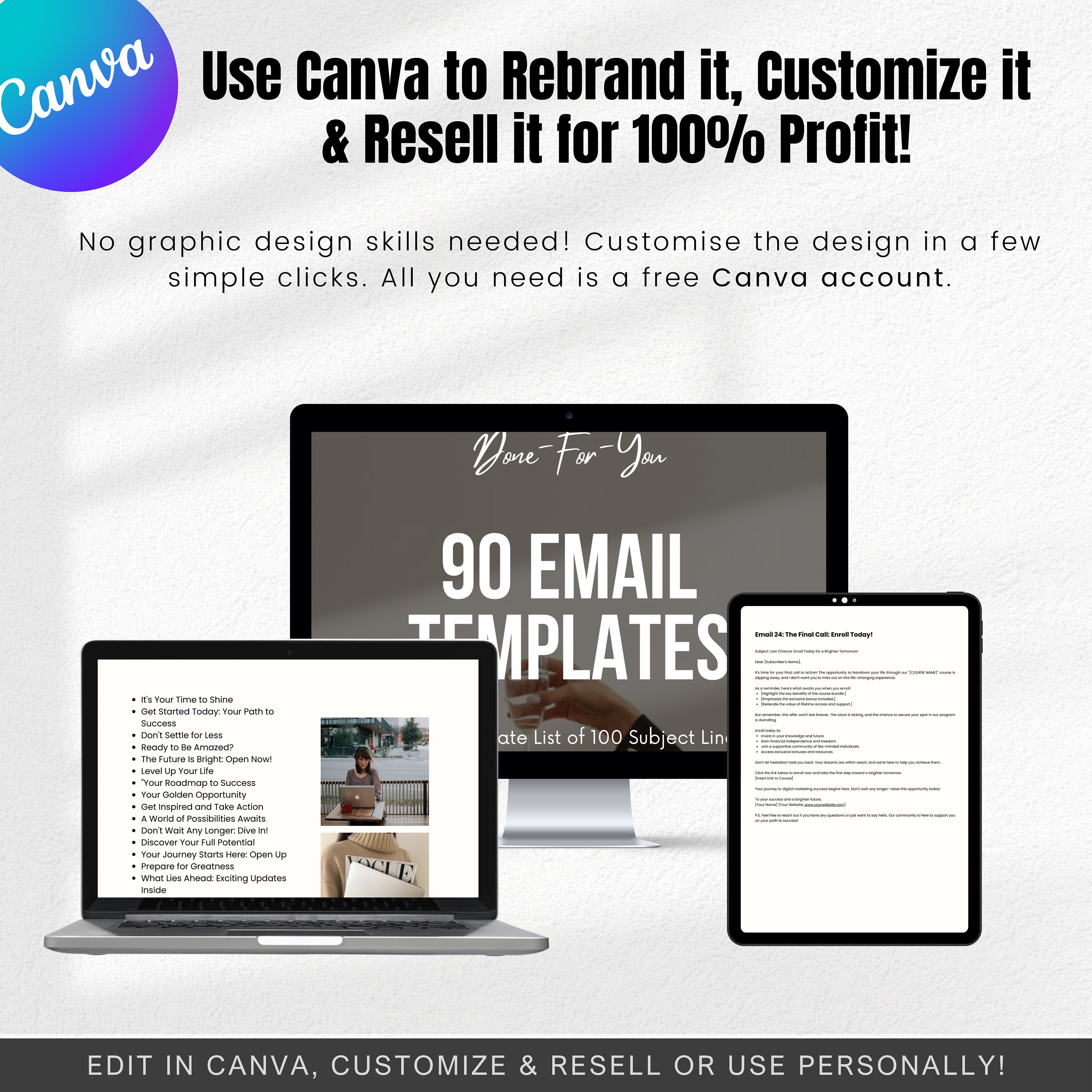 90 Pre-written Email Marketing Templates for Business MRR Master Resell ...