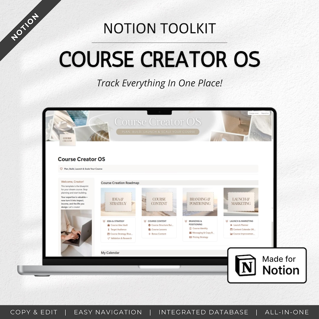 Course Creator OS Notion Dashboard Template | Content Creation | Online ...