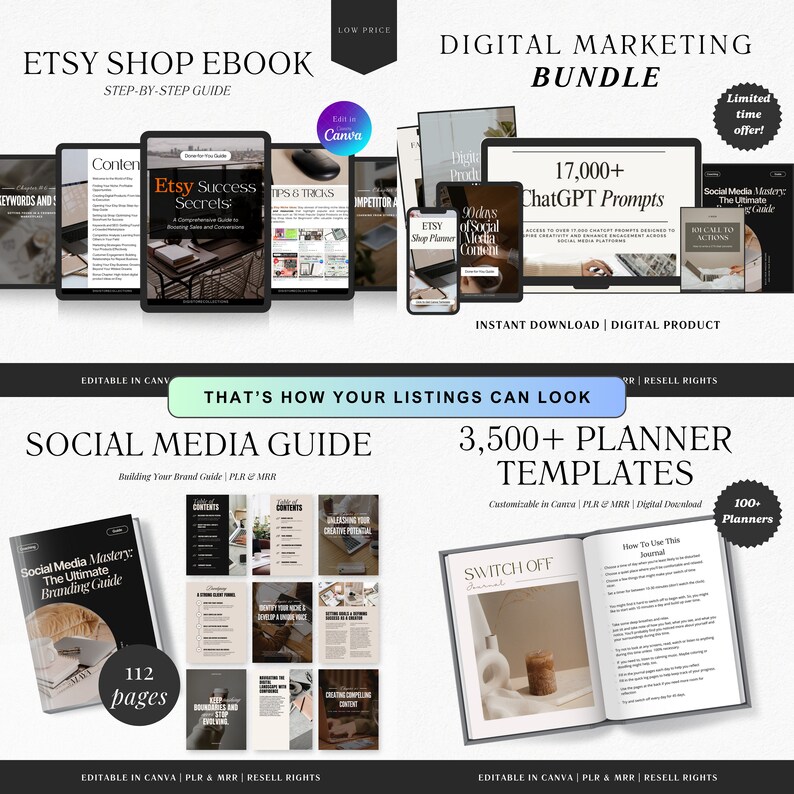 Etsy Listing Video Mockups, MRR PLR Video Listing, Drag & Drop Animated ...